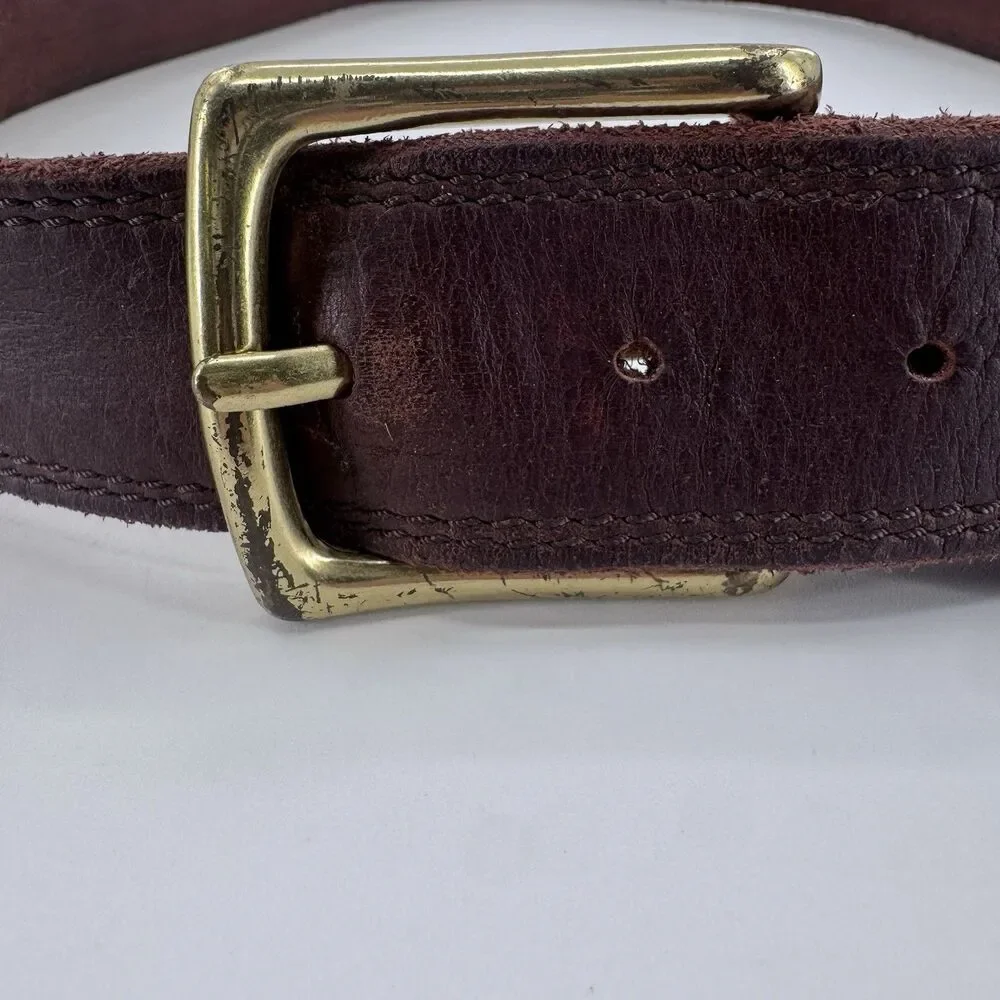 Red Wing Basic Work Belt Mens Size 38 Brown Leather Brass Buckle USA 96524